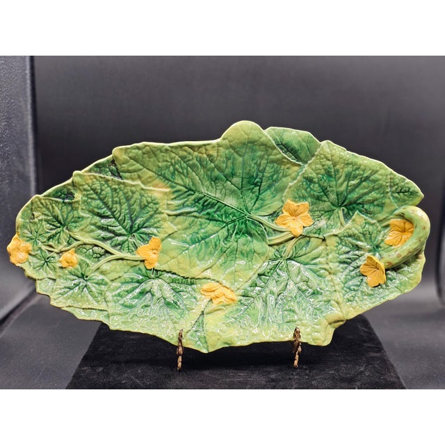 Ceramic Antique c.1875 Victorian English George Jones Cucumber Platter 17" For Sale - Image 7 of 17
