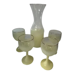 1960s Blendo Carafe and Wine Glass Set- 5 Pieces