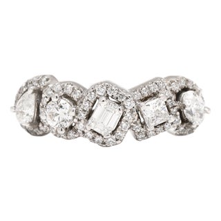 1.22ctw Multi Shape Diamond Band, 10k White Gold, Ring Size 7 For Sale