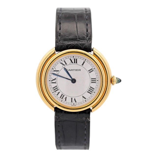 1970s Cartier Vendôme 33mm 78091 18k Gold Automatic Watch For Sale