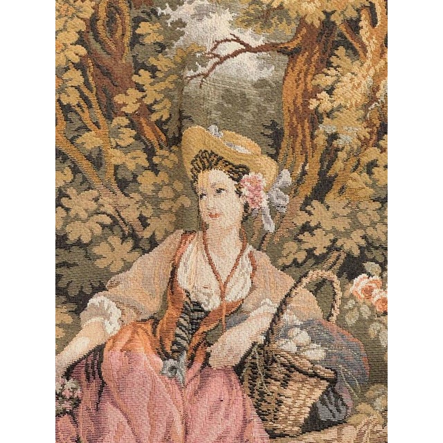Vintage French Jacquard Tapestry with Gallant Meeting by Jules Pansu, 1970s For Sale - Image 6 of 18