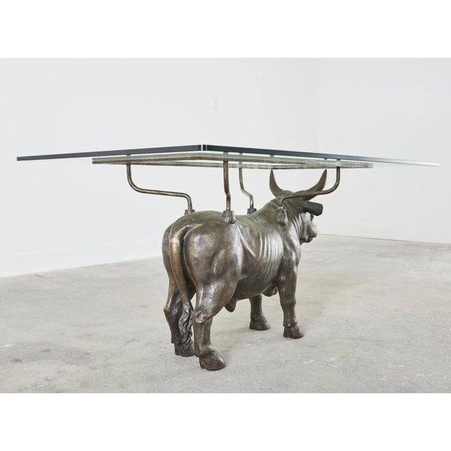 19th Century French Bronzed Iron Bull Dining Table For Sale - Image 11 of 13