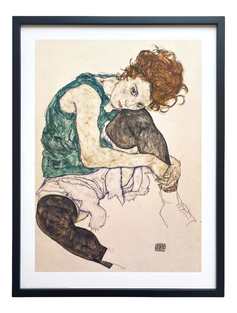 Egon Schiele Vintage 1998 Lithograph Print Framed Expressionist