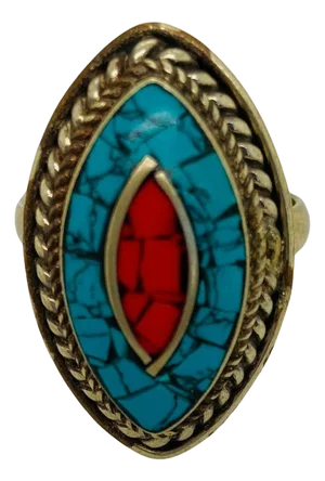 Vintage Tribal Moroccan Turquoise and Silver Ring 1950's