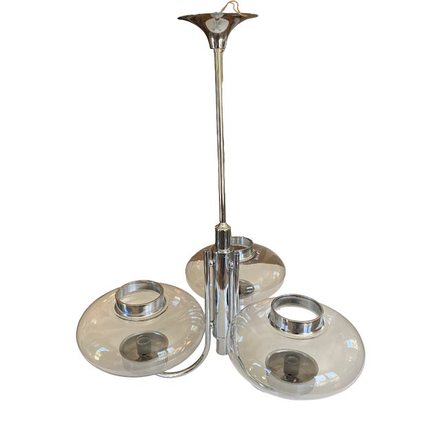 Space Age Chandelier in Chromed Metal, 1970s For Sale