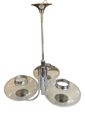 Space Age Chandelier in Chromed Metal, 1970s