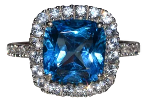 Blue and White Topaz Ring in White Gold