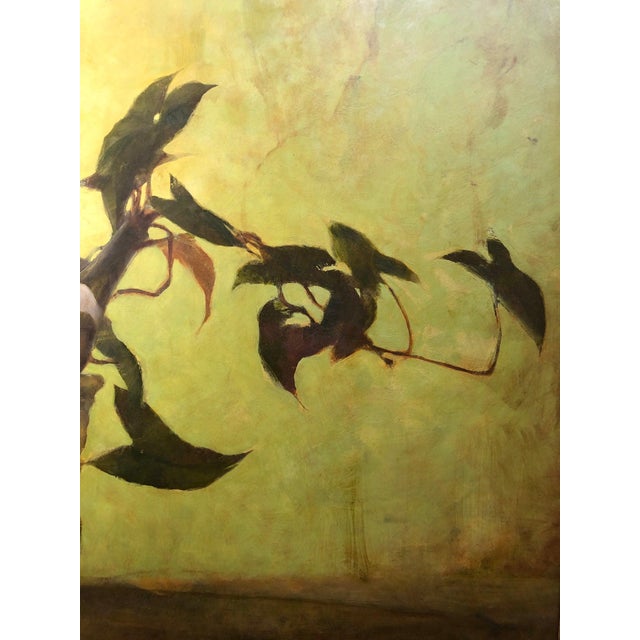 Late 20th Century Still Life With Wine and Plants – Original Oil Painting on Canvas For Sale - Image 4 of 5