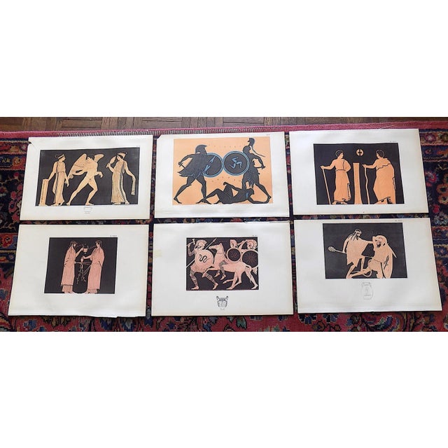 Authentic Antique Early 19th Century Large Folio Hand Colored Neoclassical Greek Vase Motif Lithographs - Set of 6 For Sale - Image 10 of 11