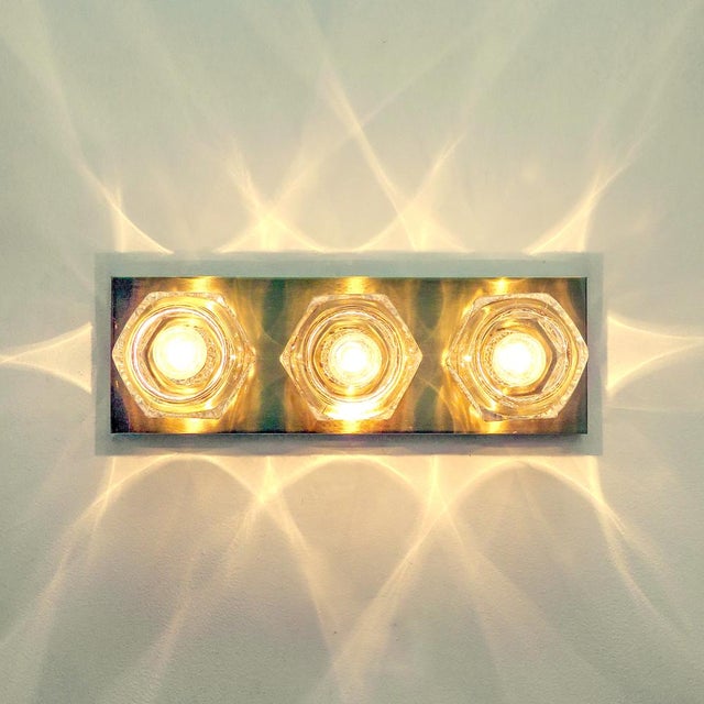 Brass Cubic Peill & Putzler Flushmount Light, 1970 For Sale - Image 8 of 10