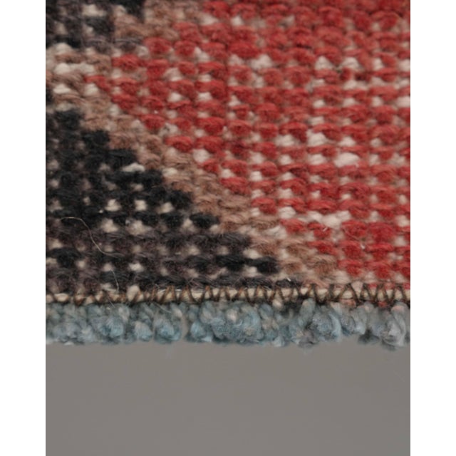 Textile Vintage Red Patchwork Turkish Small Rug - Handwoven Boho Carpet For Sale - Image 7 of 9