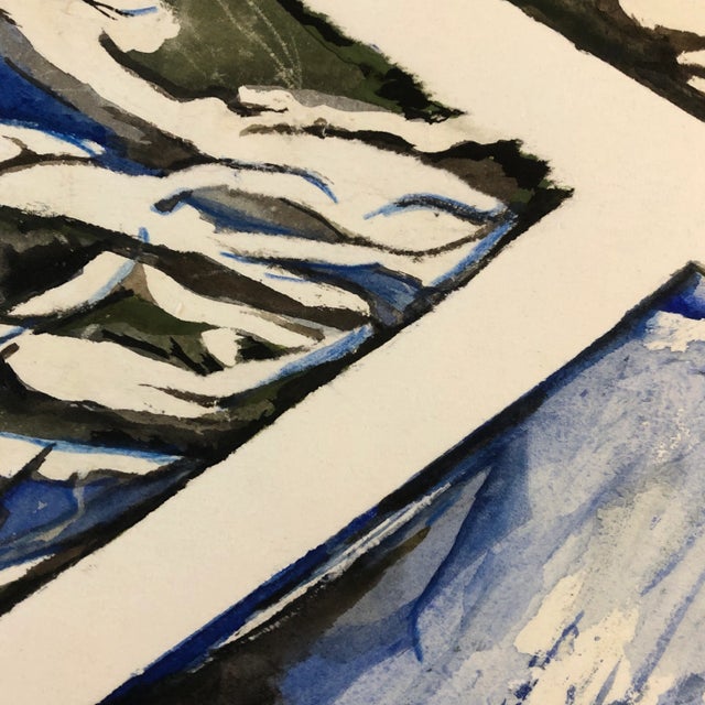 Abstract Original Vintage Abstract Watercolor Painting Signed 1970’s For Sale - Image 3 of 5