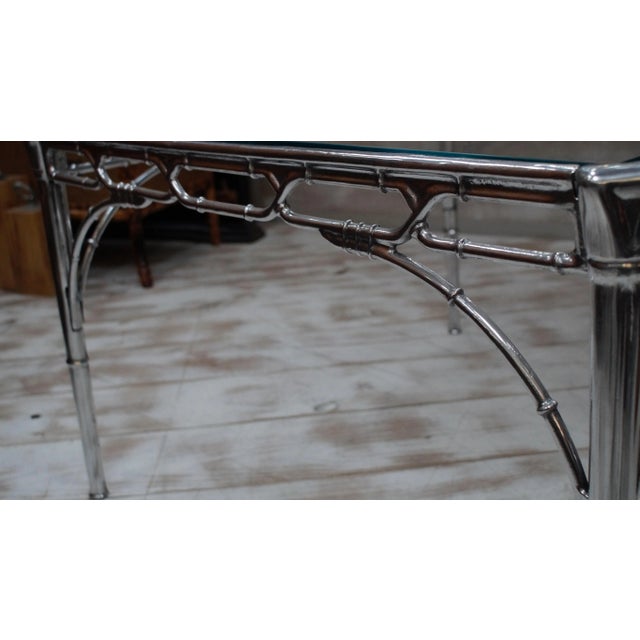 1950s Faux Bamboo Aluminum & Glass Side Table, 1950s For Sale - Image 5 of 13
