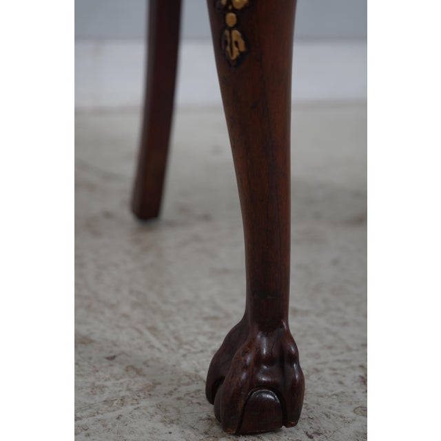 Eagle Carved Arm Blue Leather Armchair For Sale - Image 15 of 18