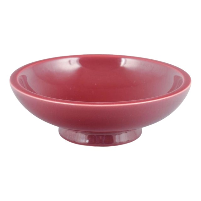 Vintage Stoneware Bowl with Red Glaze by Wilhelm Kåge for Gustavsberg For Sale