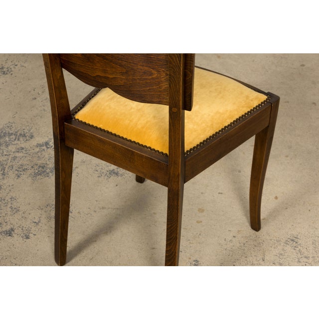 Pair of 1930s French Art Deco Mustache-Back Oak and Walnut Side Accent Chairs For Sale - Image 17 of 18