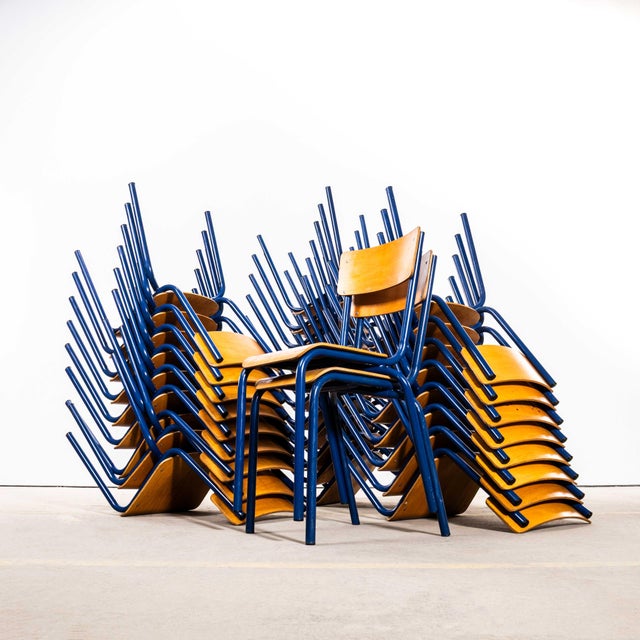 Vintage Sea Blue Stacking Dining Chairs from Mullca, 1960s, Set of 6 For Sale - Image 9 of 14