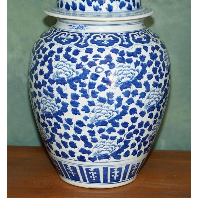 Large Chinese Style Blue and White Temple Jars from Ralph Lauren, Set of 2 For Sale - Image 9 of 18