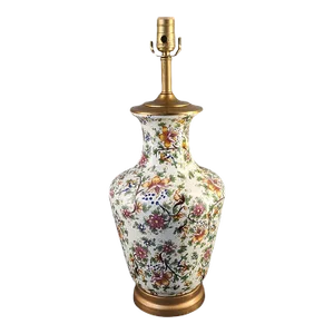 Late 20th Century Vintage Italian Pottery Faience Majolica Multi Floral Table Lamp