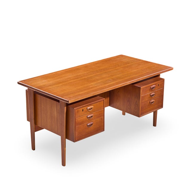 Kai Kristiansen for Fm Møbler Model Fm60 Mid Century Danish Teak Floating Desk For Sale - Image 9 of 9