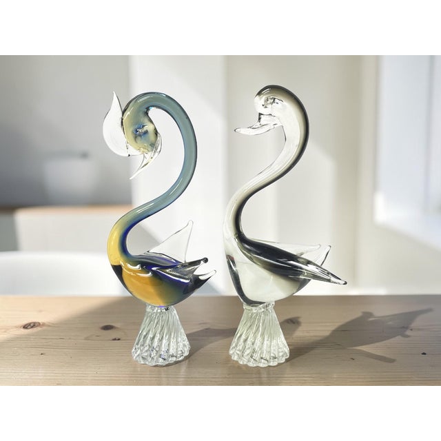 Venetian Murano Glass Swans, 1970s, Set of 2 For Sale - Image 9 of 17