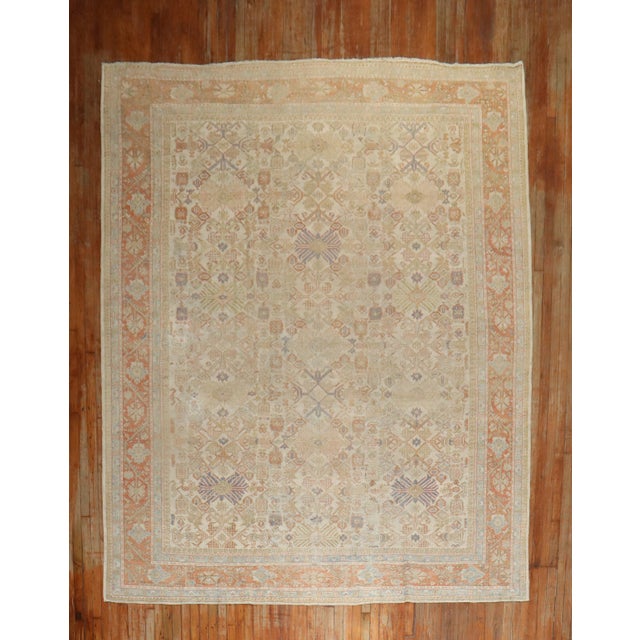 Antique Zabihi Collection Persian Mahal Soft Rug - 8'10" x 11'9" For Sale - Image 4 of 12