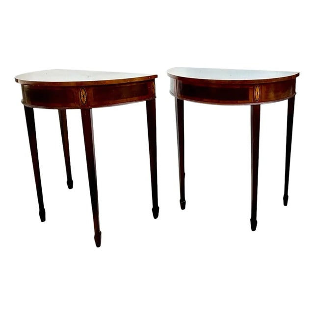 Vintage Demilune Console Table – Hekman, Copley Place Collection Pair For Sale