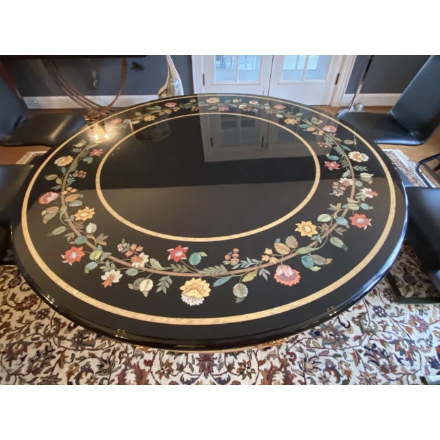 Wood 1980s Modern Neoclassical Pietra Dura Style Dining Table For Sale - Image 7 of 13