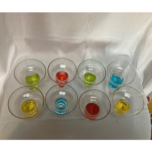 Mid-Century Modern Vintage Mid-Century Multi Color Cocktail Glasses- Set of 8 For Sale - Image 3 of 6