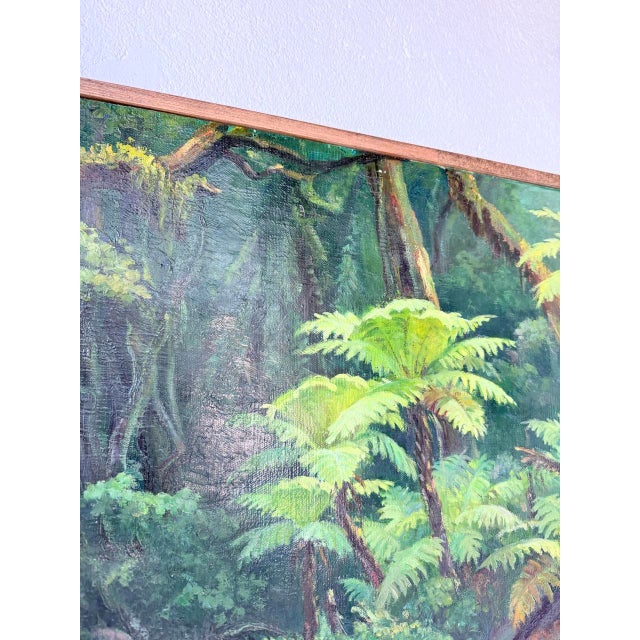 Forest Green Jungle Forest Landscape, 1960s, Oil on Canvas For Sale - Image 8 of 18