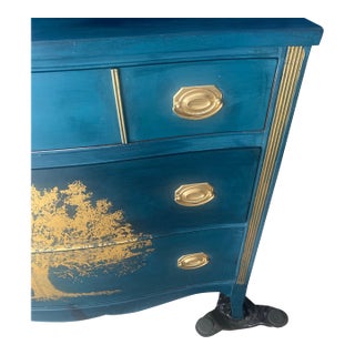 1940s Custom Dresser With Mirror and Hepplewhite Handles… This Stunning Piece Still Awaits Its Discerning Buyer. For Sale