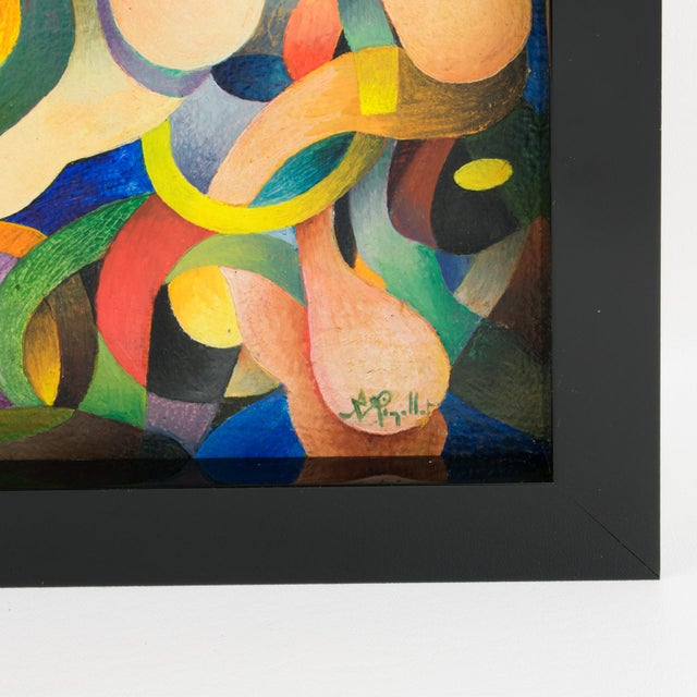 Abstract "Twist" Colorful Abstract Post-Cubist Oil Painting by A. Rigollot For Sale - Image 3 of 13