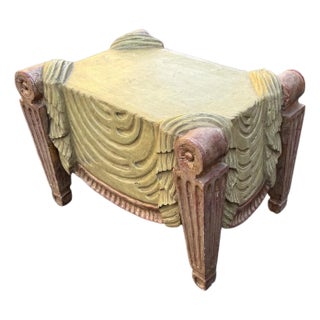 Early 20th Century Italian Venetian Style Cast Resin Footstool Bench Featuring Trompe l'Oeil Drapery For Sale