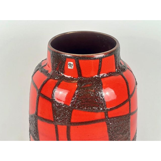Red Large Ceramic Floor Spiderweb Vase from Scheurich Ceramics, 1960s For Sale - Image 8 of 12