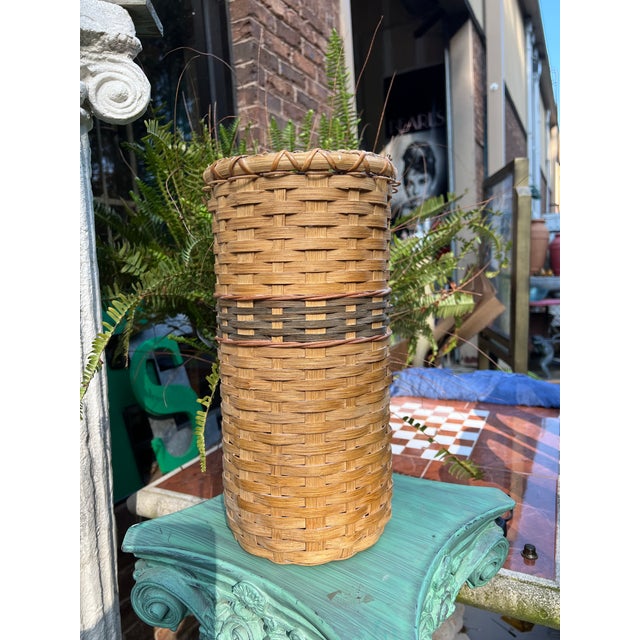 1970s Vintage Wicker Umbrella Stand Chairish