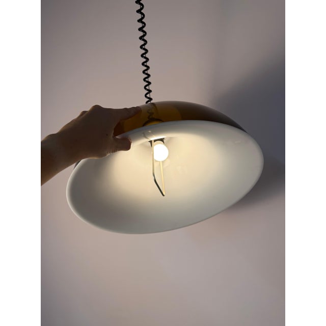 Hanging Lamp in Brown White Acrylic from Elio Martinelli For Sale - Image 6 of 11