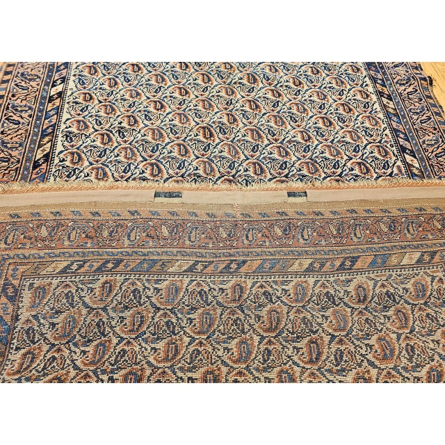 Persian Late 19th Century Persian Afshar Tribal Rug, Hand-Knotted Wool, All-Over Paisley Geometric Pattern, Ivory & Brown, 4x6 For Sale - Image 3 of 18