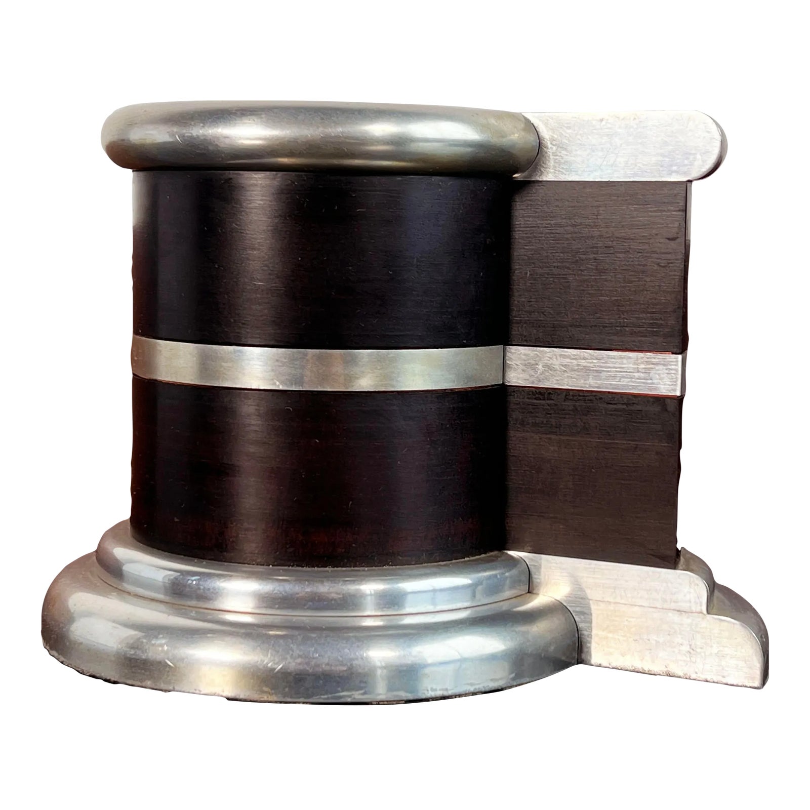 Vintage Mid Century Modern Wenge & Aluminum Bookends - a Pair