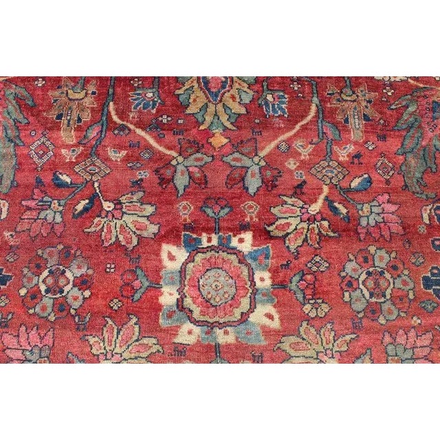 Antique Persian Sultanabad Rug in Red, Blue, Green and Large Scale Florals For Sale - Image 9 of 13