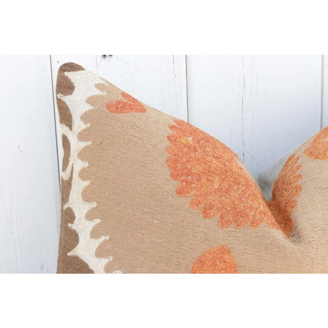 Mud Brown Suzani Lumbar Pillow For Sale In Los Angeles - Image 6 of 9