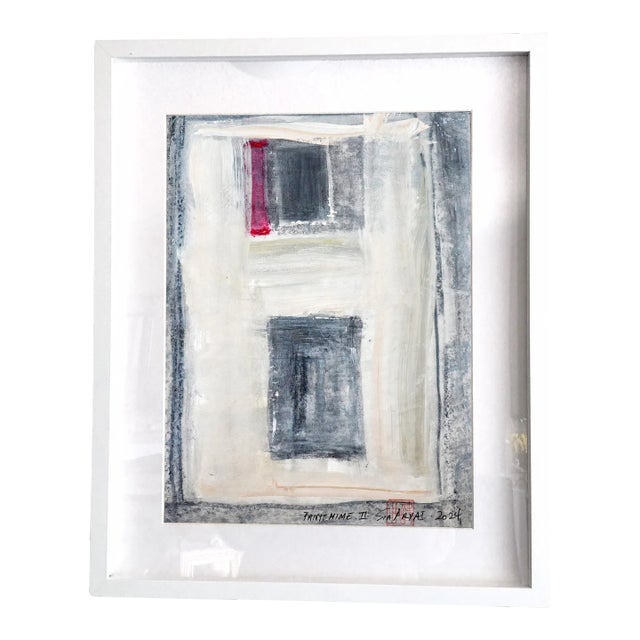Pantomime.II Framed Abstract Red/Gray Painting For Sale