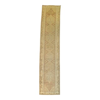 Early 21st Century Neutral Brown Geometric Turkish Scenic Runner - 2'5" x 12'3" For Sale