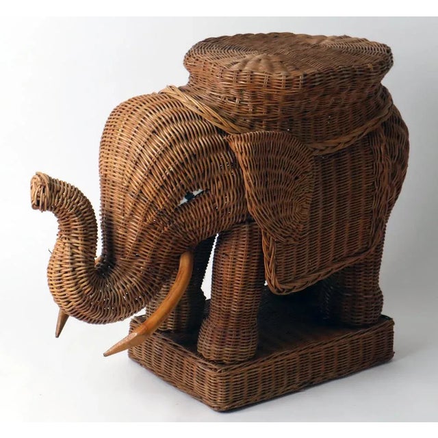 Peddle Cane Rattan Elephants Side Table, France, 1960s For Sale - Image 4 of 11