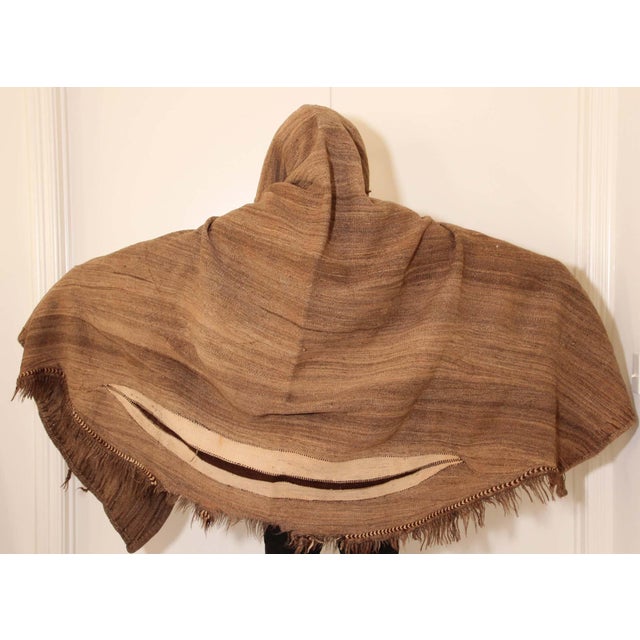 1950s Moroccan Burnous Wool Cape by Berber Tribes, Hand-Woven Art For Sale In Palm Springs - Image 6 of 13