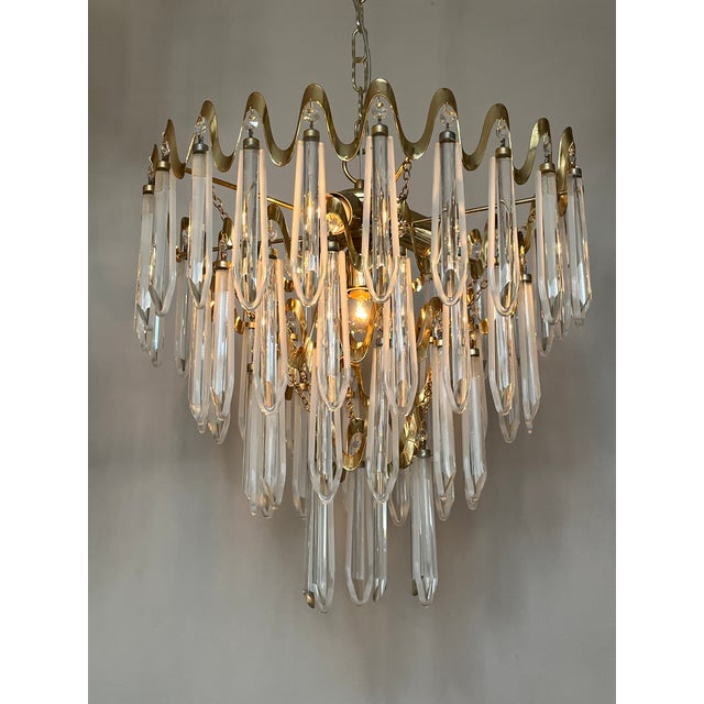 Vintage Art Deco Style Crystal Chandelier, 1970s, in Flawless conditions. Designed 1970 to 1979 Up to 250V (Europe/UK...