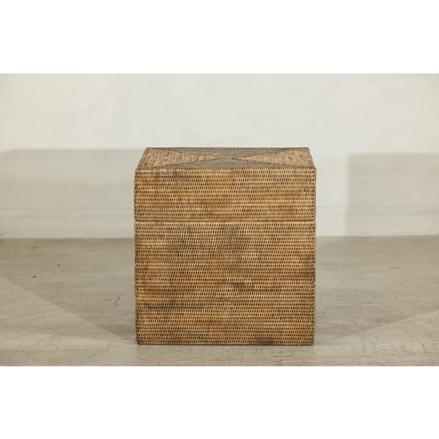 Country Style Square Handwoven Rattan Basket with Removable Lid For Sale - Image 16 of 18