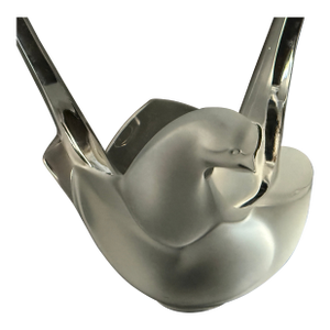 Lalique ‘Sylvie’ Vase Intwined Turtle Doves With Frog 8.5”h Circa 1970 - Excellent Condition
