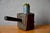 Brown Primitive Candleholder in Raw Wood and Pewter For Sale - Image 8 of 10