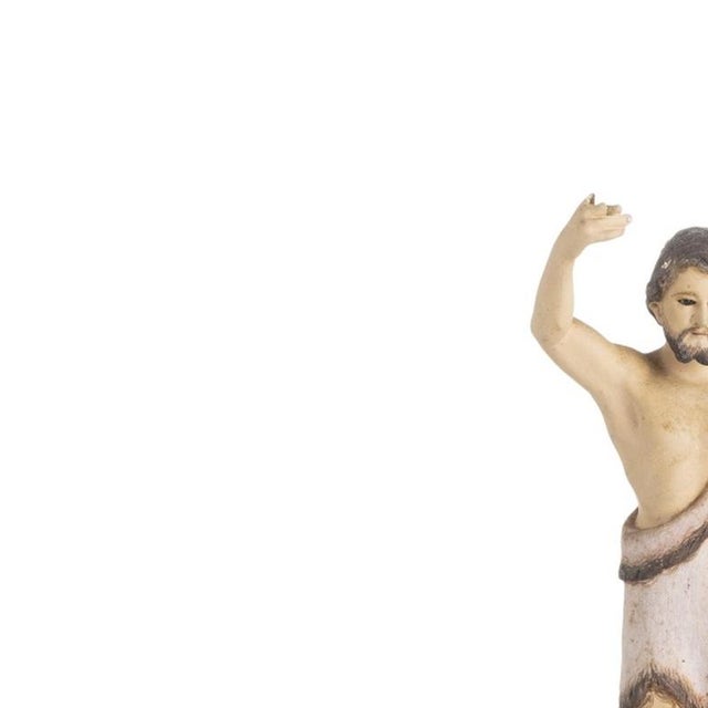 Sacred Art - Saint John - 19th Century. Portuguese sculpture, 19th century, in polychrome and gilded wood, resting on a...