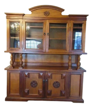Vintage Spanish Moorish Style Dining Room Hutch Cabinet Breakfront Sideboard